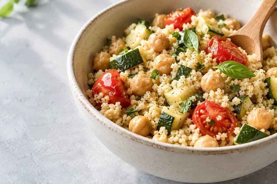 Idea di presentazione del cous cous con verdure